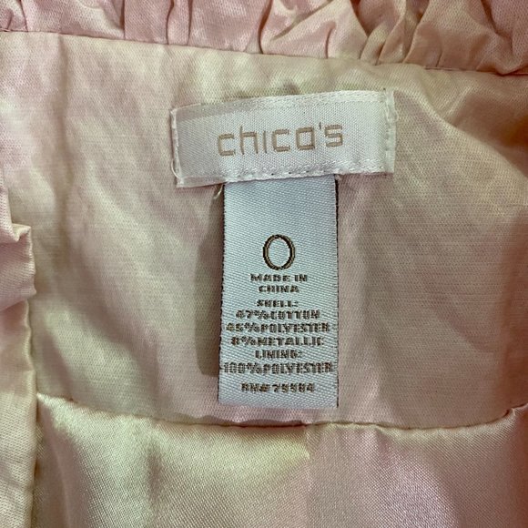 CHICO'S Pale Pink Gathered Full Zip Jacket  S/4 - Picture 7 of 16